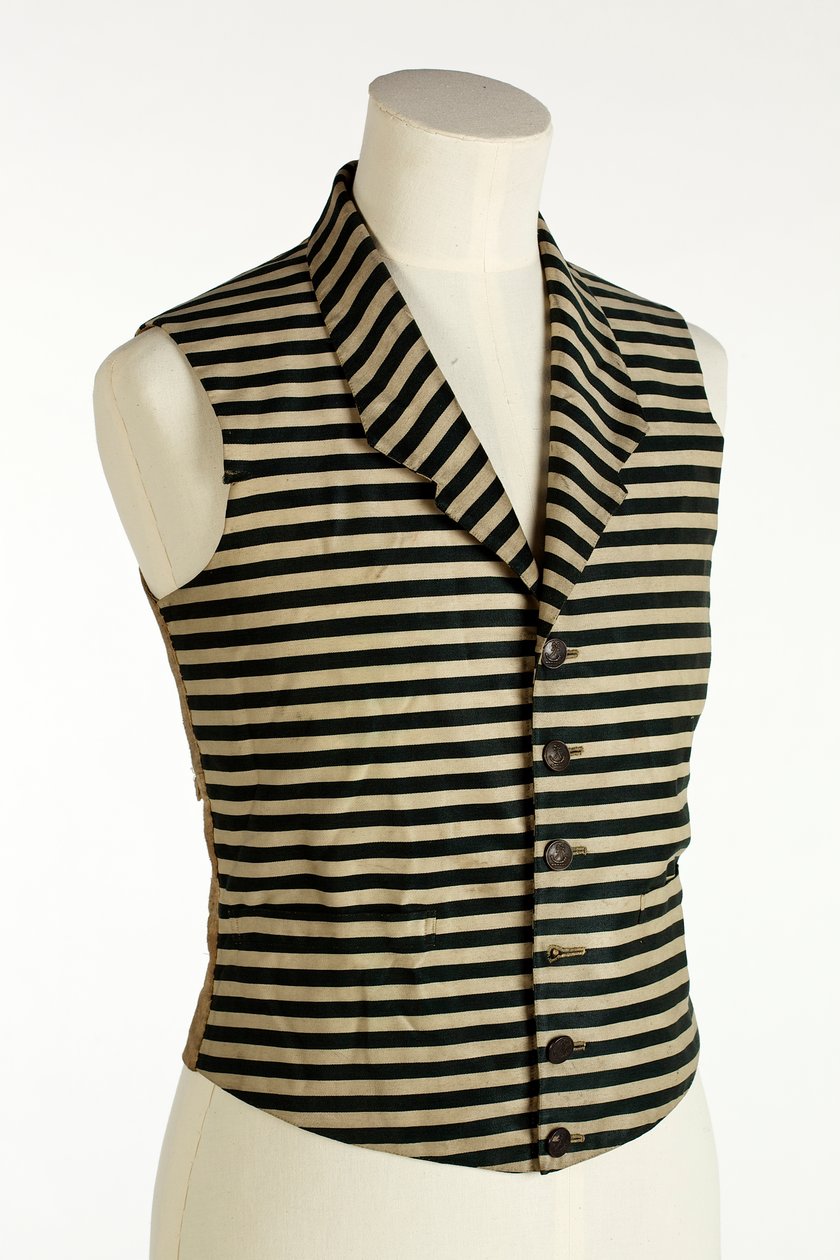 Vest med mørkegrønne og hvide vandrette striber, ca. 1800-50 (silke & uld) af European School