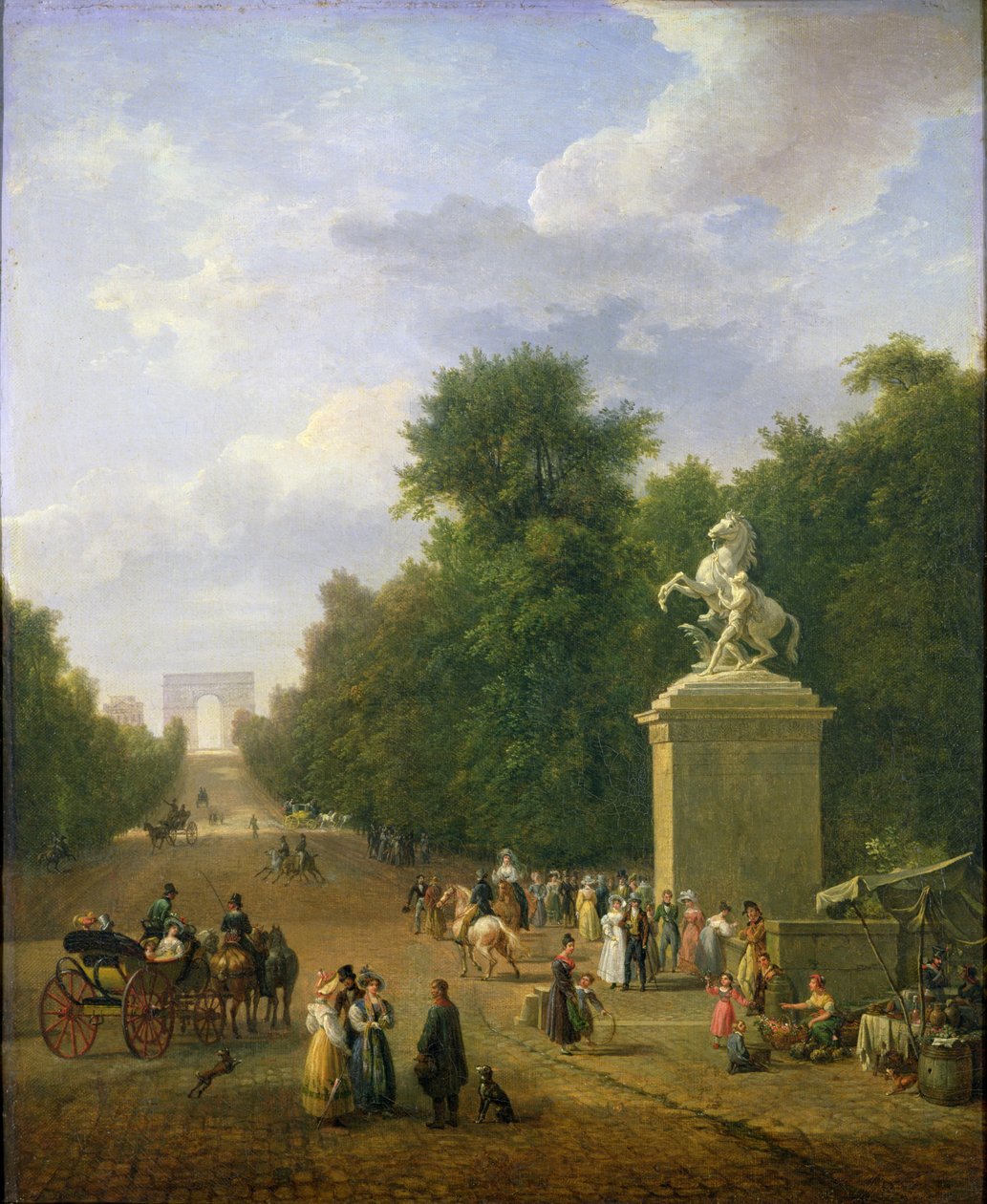 Indgangen til Champs-Elysees i 1830 af Eustache Francois Duval