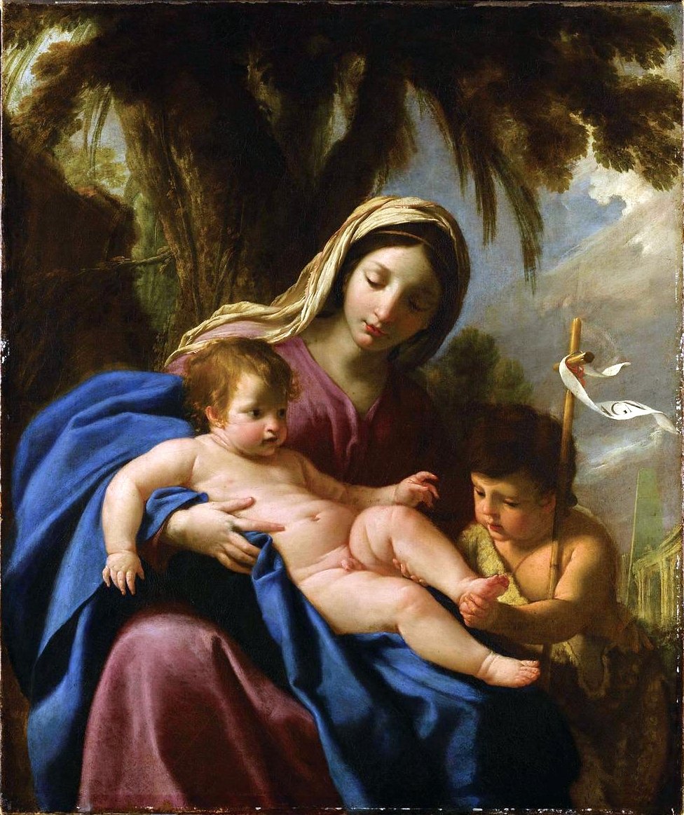 Jomfru og barn, sammen med Johannes Døberen af Eustache Le Sueur