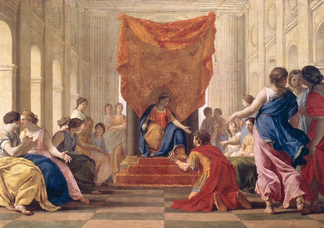 Poliphilus knælende foran dronning Eleuterylida, c.1643-44 af Eustache Le Sueur