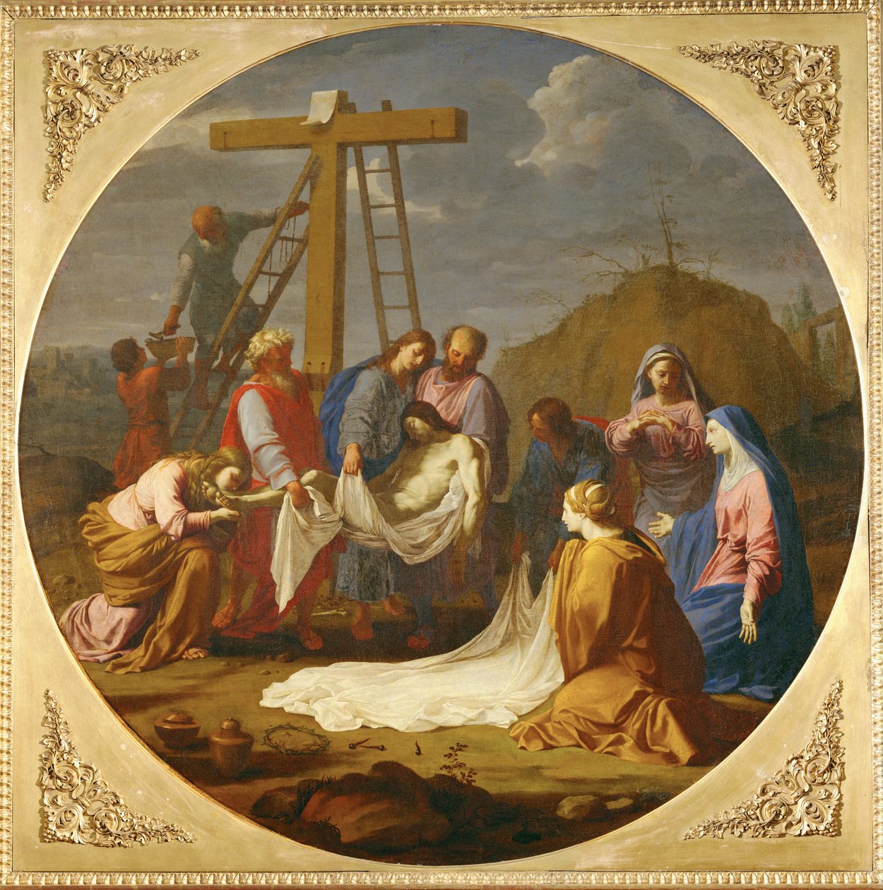 Nedlæggelsen fra korset - Nedlæggelsen ... af Eustache (studio of) Le Sueur