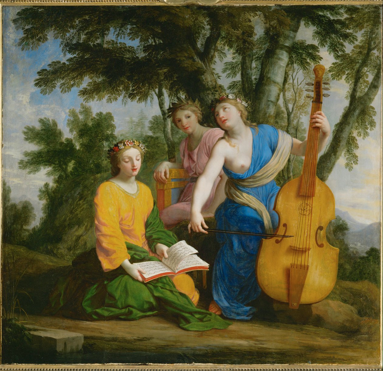Melpomene, Erato og Polyhymnia ... af Eustache (studio of) Le Sueur