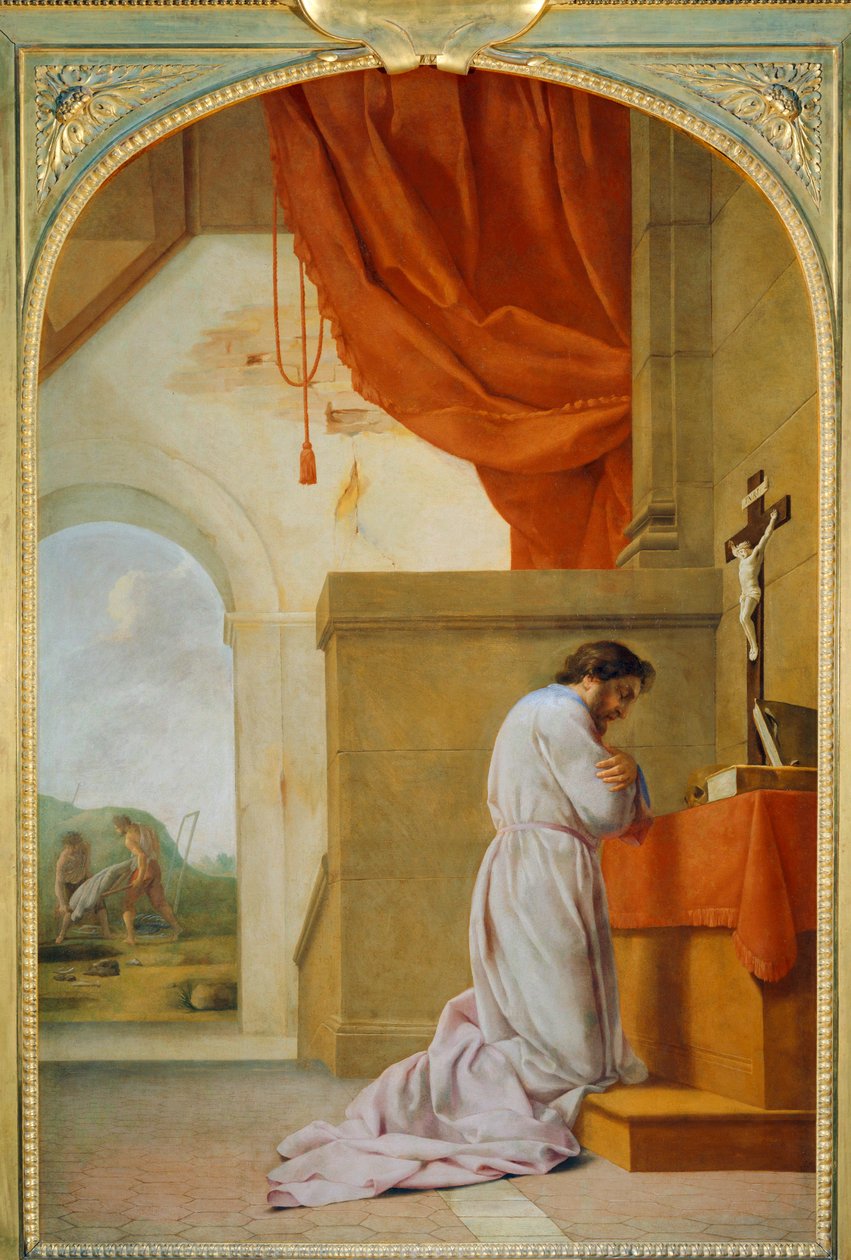 Sankt Bruno i bøn - Sankt Bruno i bøn ... af Eustache (studio of) Le Sueur