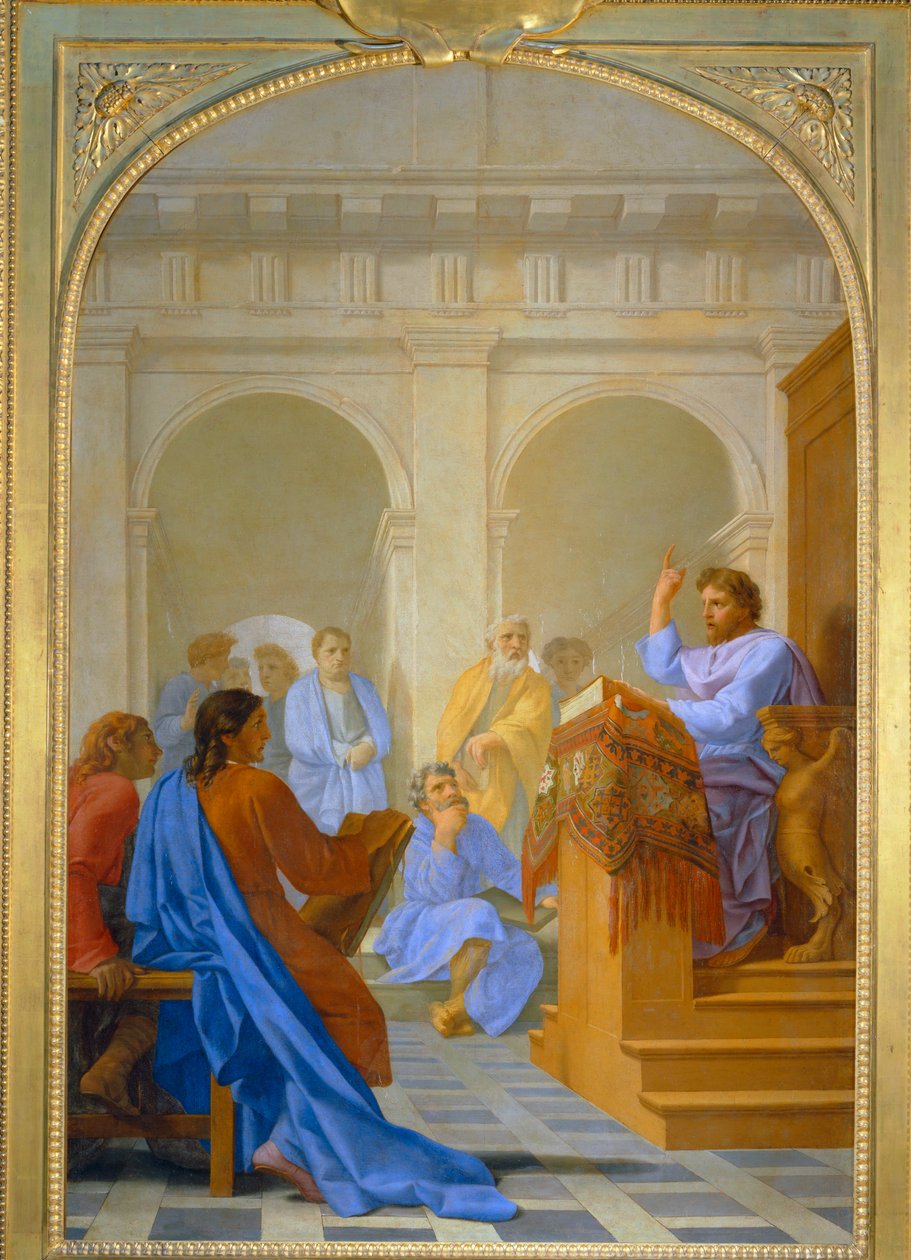 Saint Bruno enseigne la theologie dans les ecoles de Reims - Saint Bruno underviser i teologi på skolerne i Reims ... af Eustache (studio of) Le Sueur