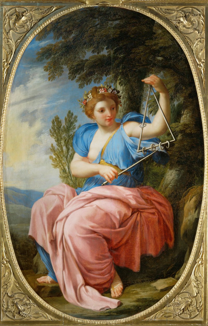 Musen Terpsichore, fra Chambre des Muses, Louvre, Paris ... af Eustache (studio of) Le Sueur