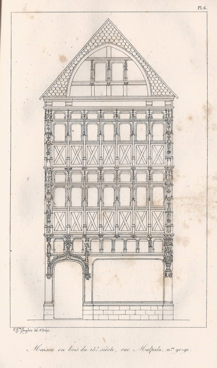 15. århundrede træhus rue Malpalu n ° 90-92 af Eustache Hyacinthe Langlois