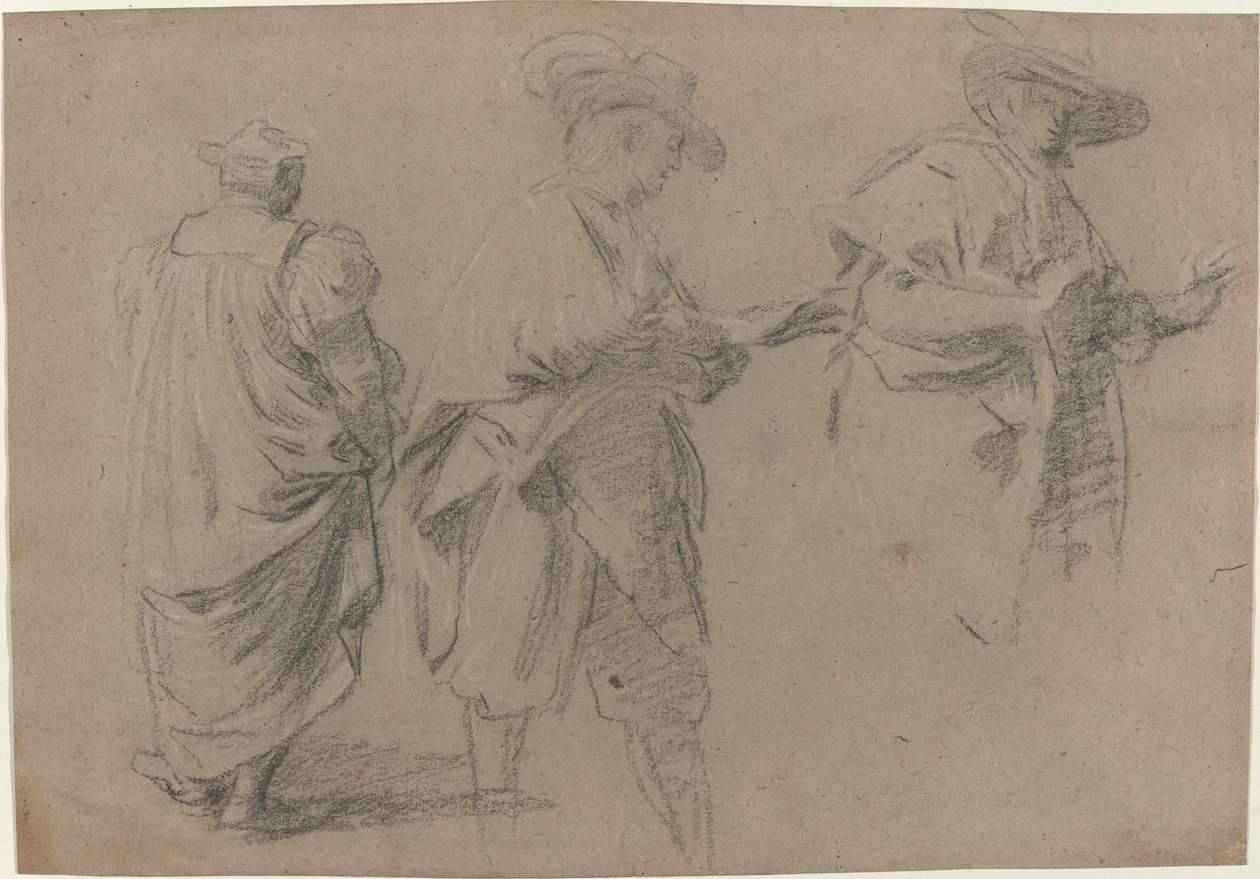 En dommer og to herrer advokater af Eustache Le Sueur
