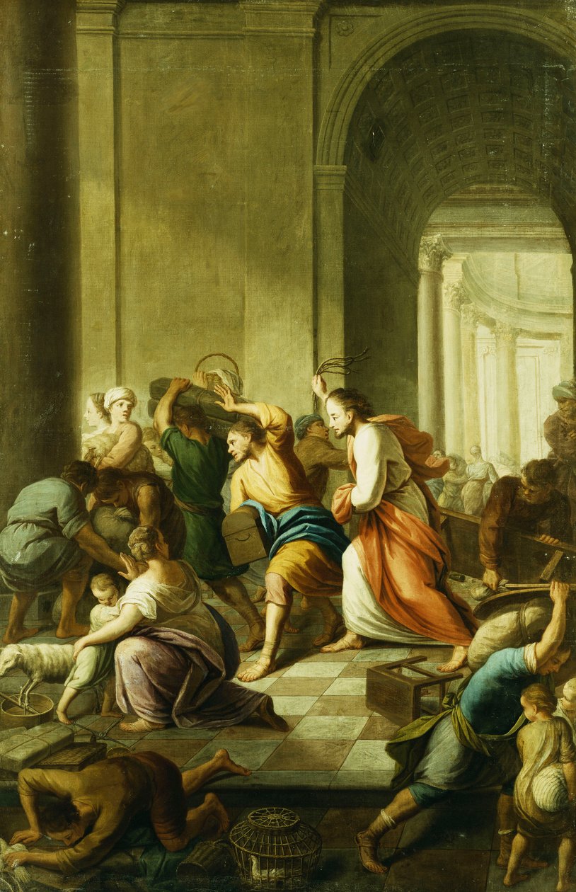 Kristus driver pengevekslerne fra templet af Eustache Le Sueur