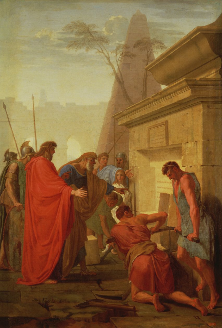 Darius Hystaspes åbner Nitocris grav, ca. 1649 af Eustache Le Sueur