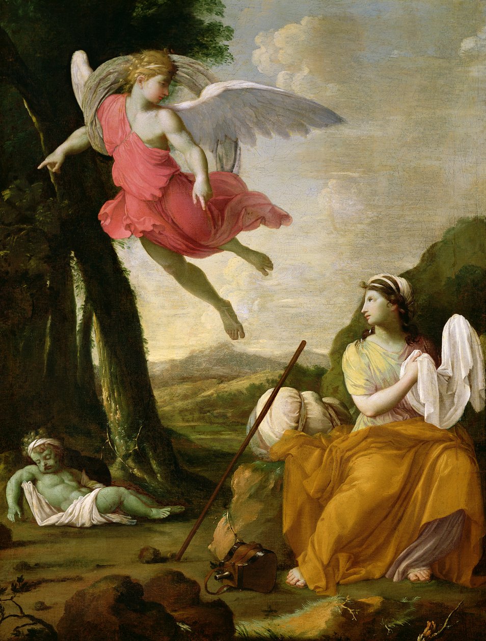 Hagar og Ismael reddet af englen, ca. 1648 af Eustache Le Sueur