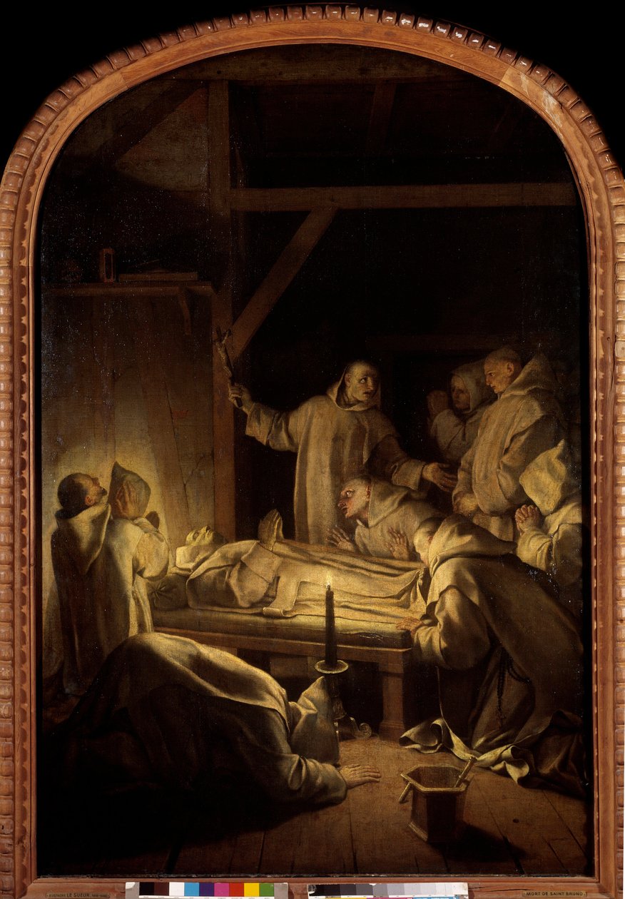 Saint Brunos liv: Saint Brunos død den 6/10/1101 af Eustache Le Sueur