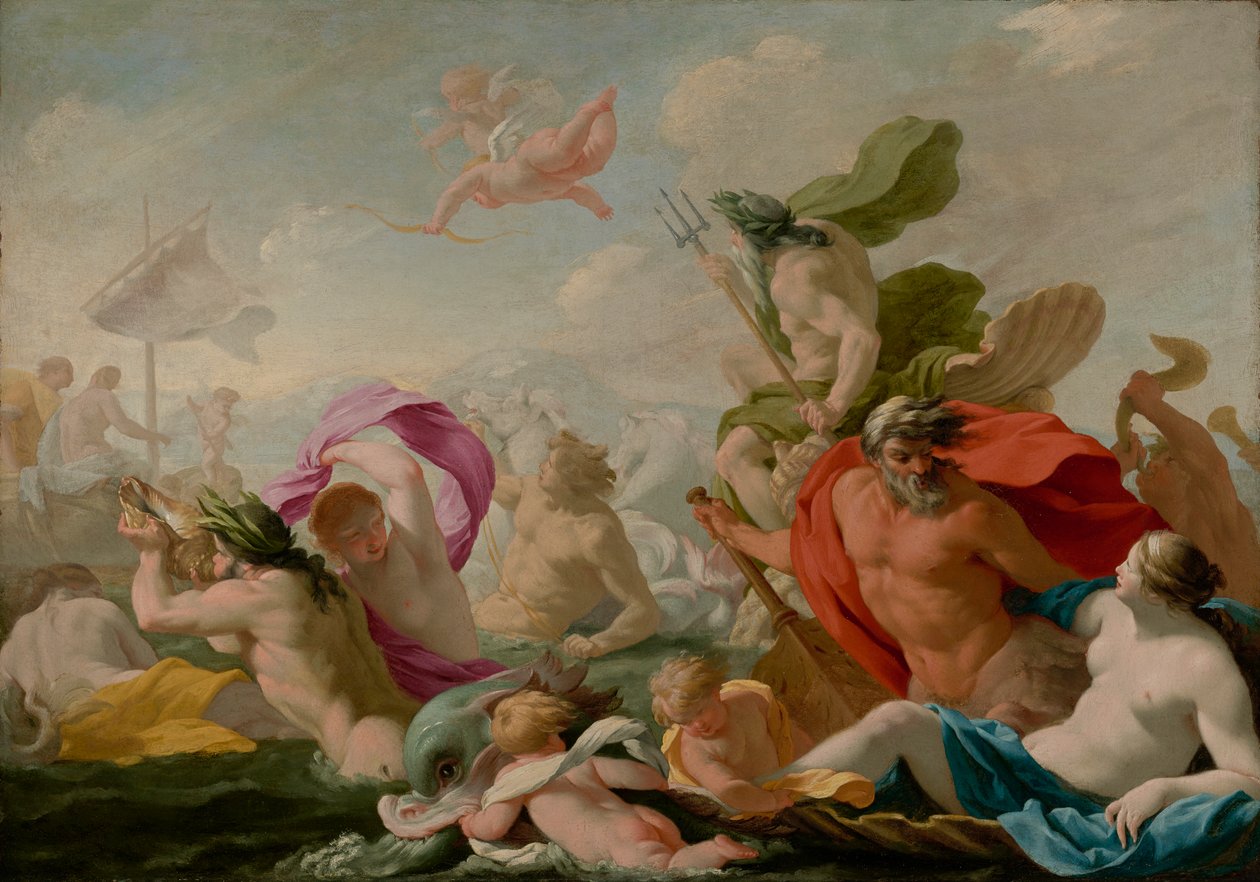 Marine guder hyldest kærligheden, ca. 1636-8 af Eustache Le Sueur