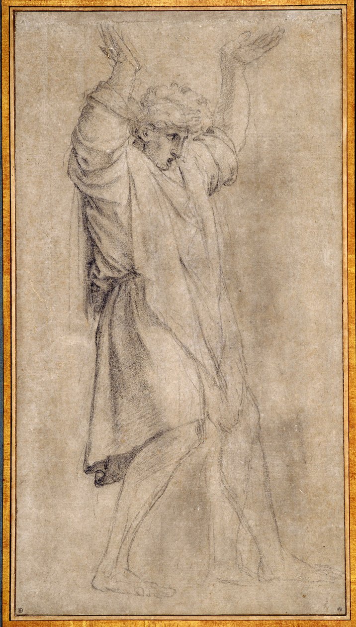 Studie for Marcus Curtius, legendarisk skikkelse fra det antikke Rom af Eustache Le Sueur
