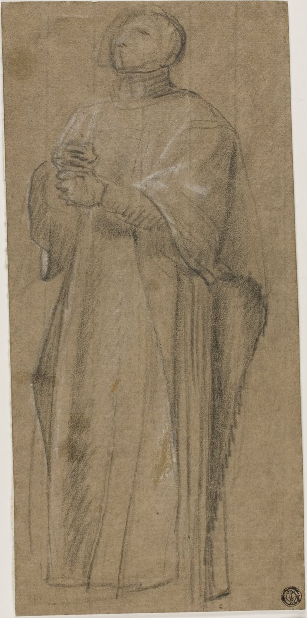 Studie til præst, der bærer krans af Eustache Le Sueur