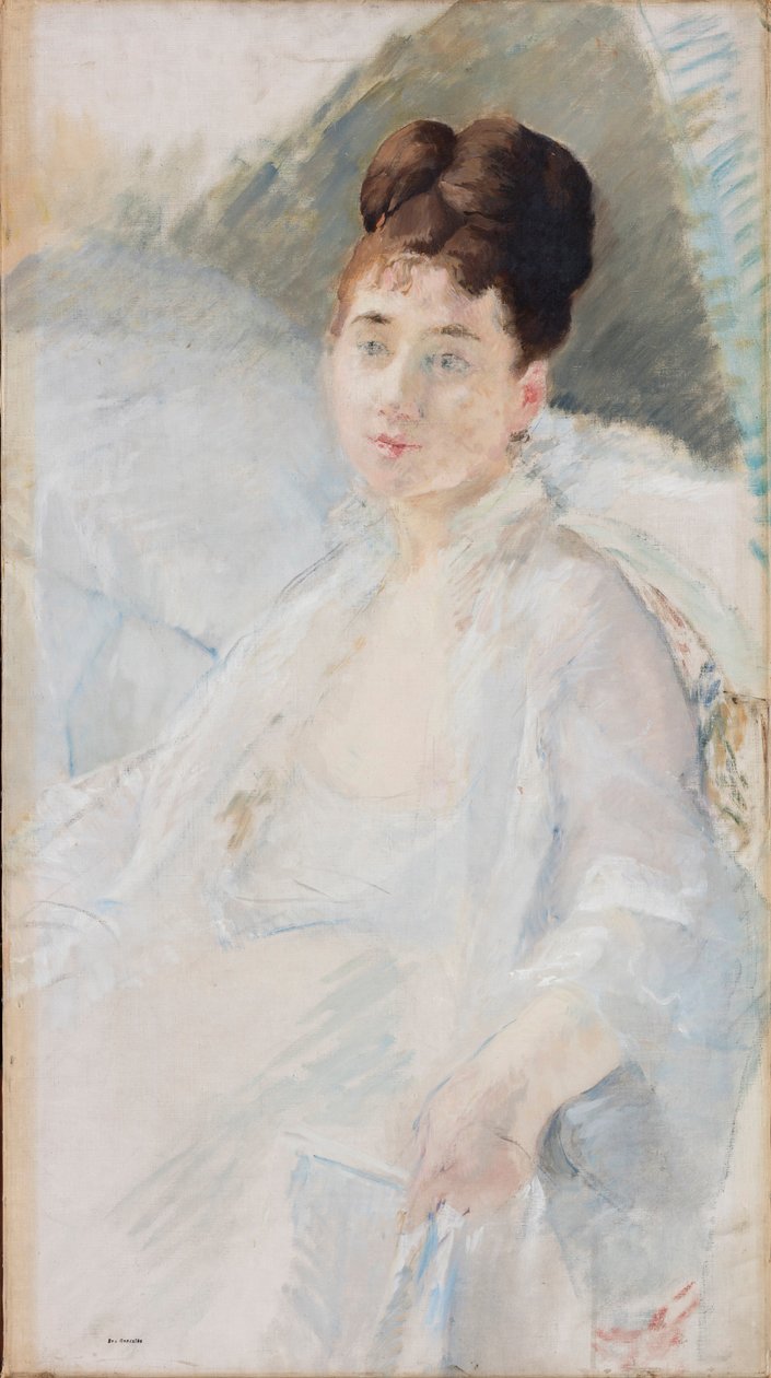 Rekonvalescenten. Portræt af en kvinde i hvidt, 1877-1878. af Eva Gonzalès