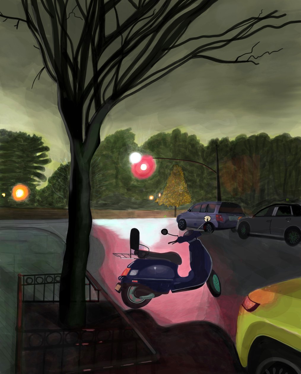2:45 A.M7th Street og Prospect Park West (digital kunst) af Evan Sklar