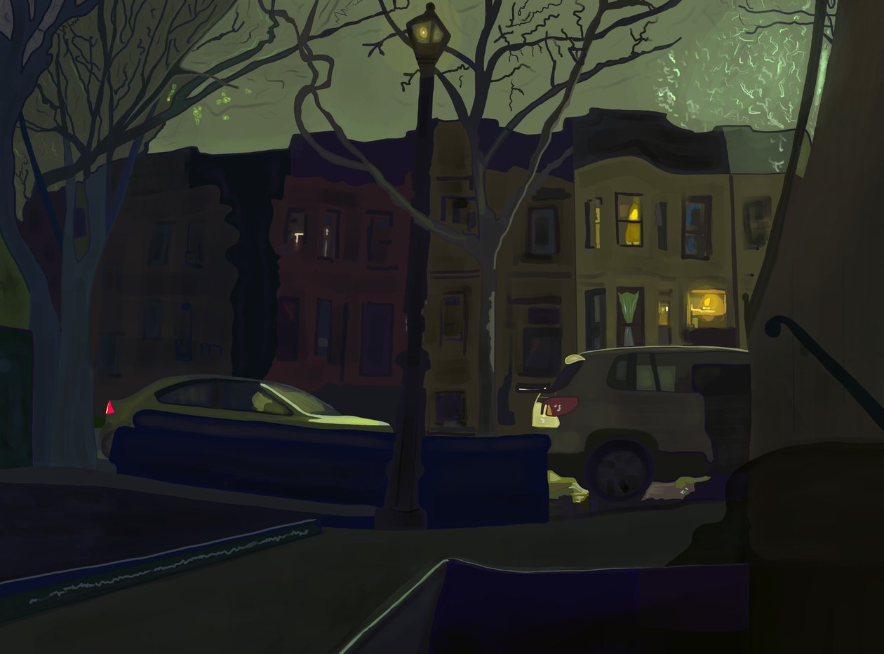 6 AM South Side of Street, Prospect Park (digital kunst) af Evan Sklar