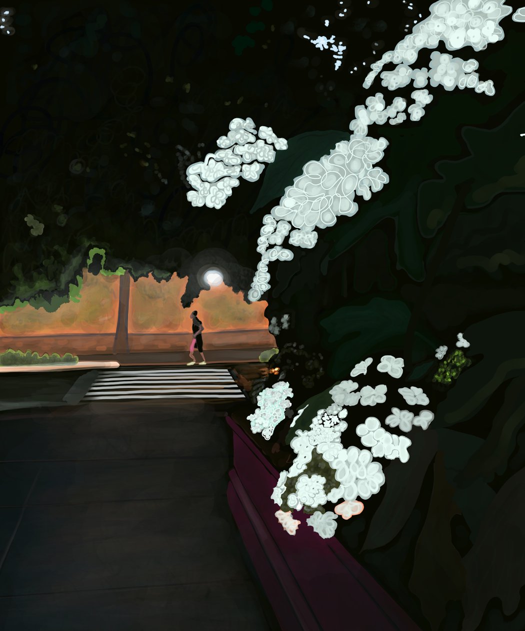Klokken 6 om morgenen. Regnfuld morgen og jogger. Prospect park west (digital kunst) af Evan Sklar