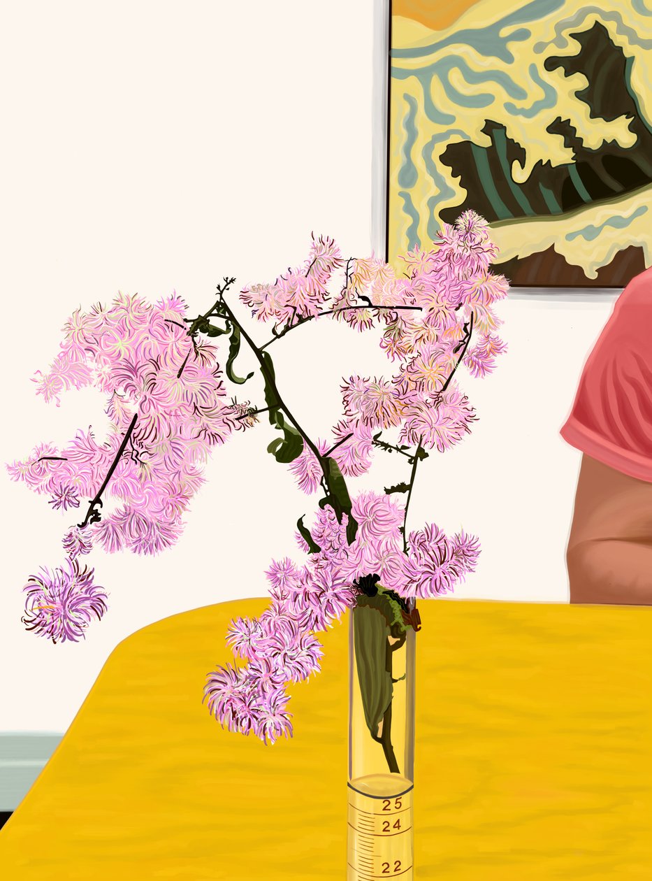 Asters på spisebord (digital kunst) af Evan Sklar