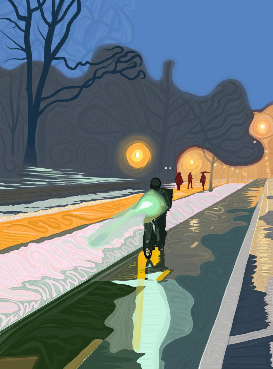 Cykelsti, Prospect Park Brooklyn (digital kunst) af Evan Sklar