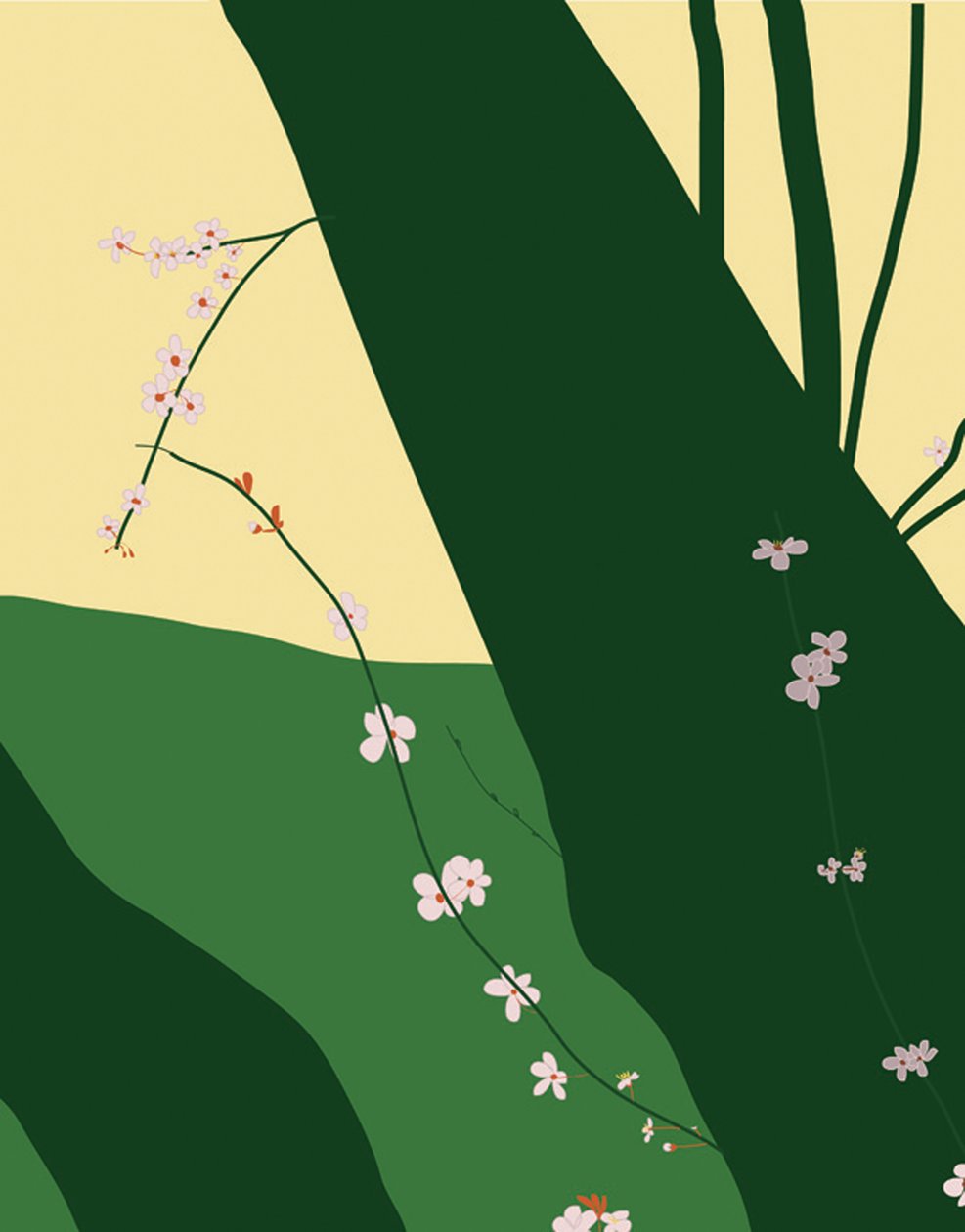 Cherry Blossoms, 2015 (håndtegnet på en iPad med en Apple-blyant) af Evan Sklar