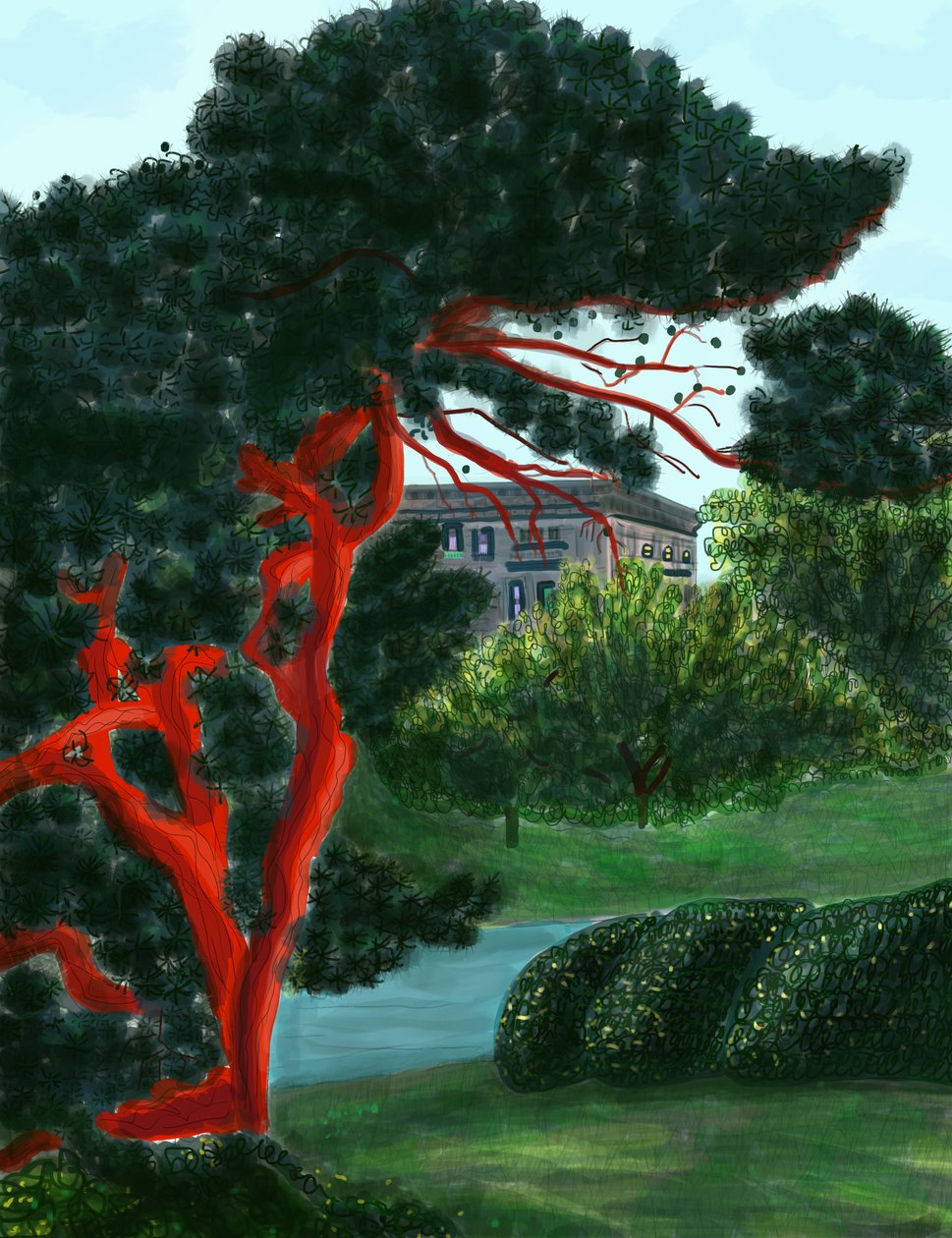 Nåletræ ved Litchfield Villa, Prospect Park (digital kunst) af Evan Sklar