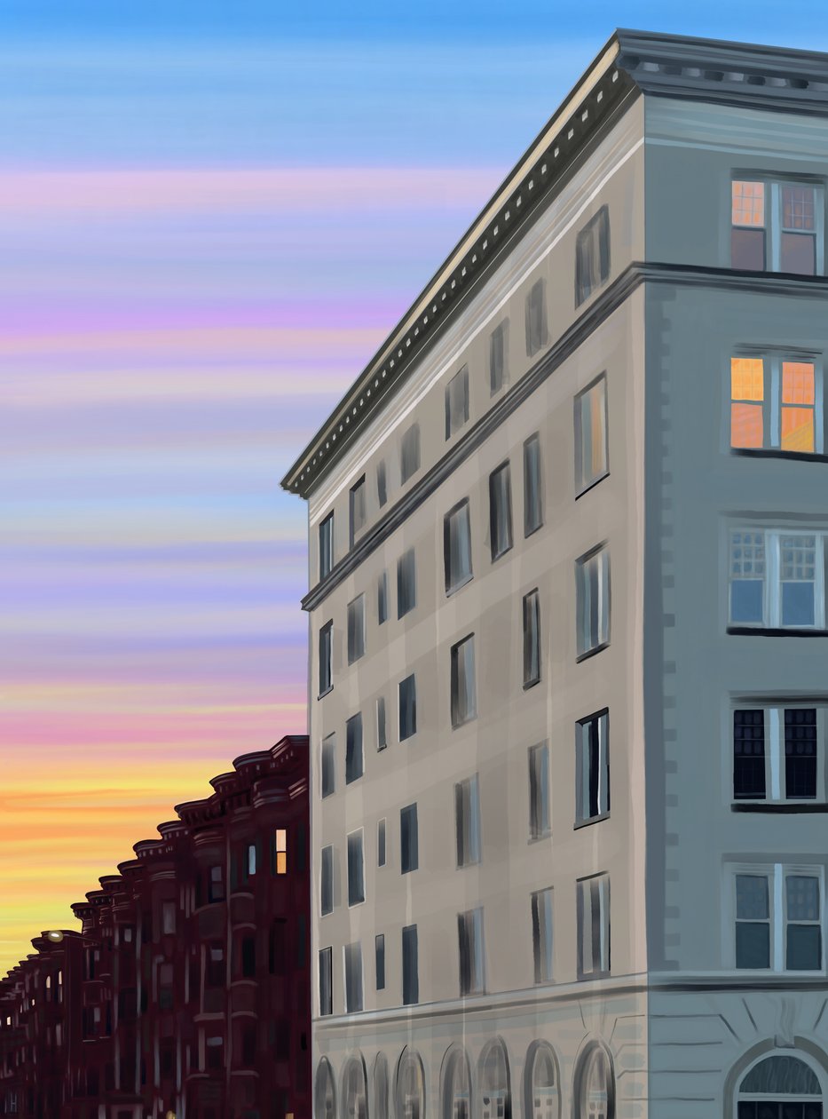 Hjørnet af Eigth Street og Prospect Park West (digital kunst) af Evan Sklar