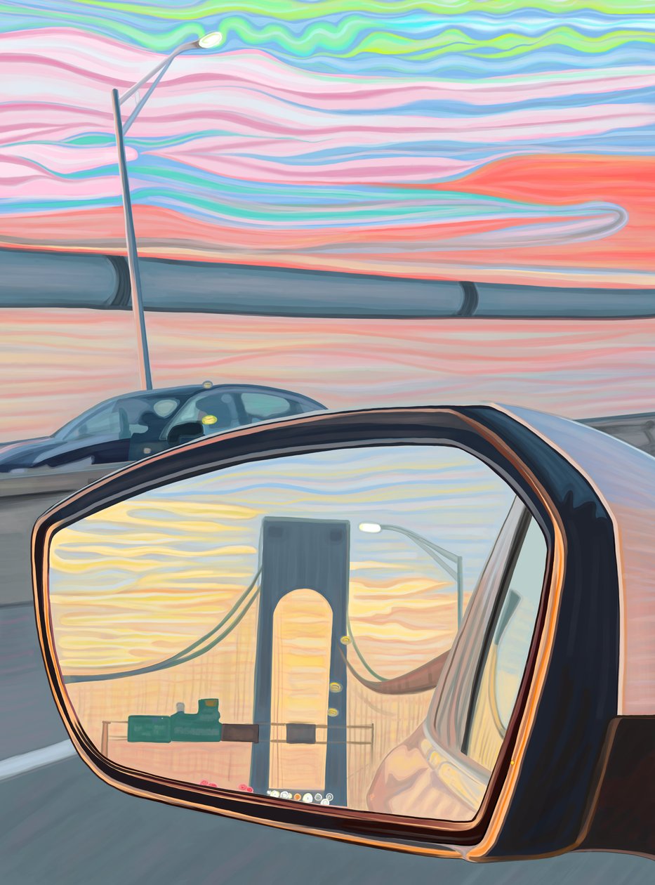 Krydser Verrazano-broen (digital kunst) af Evan Sklar