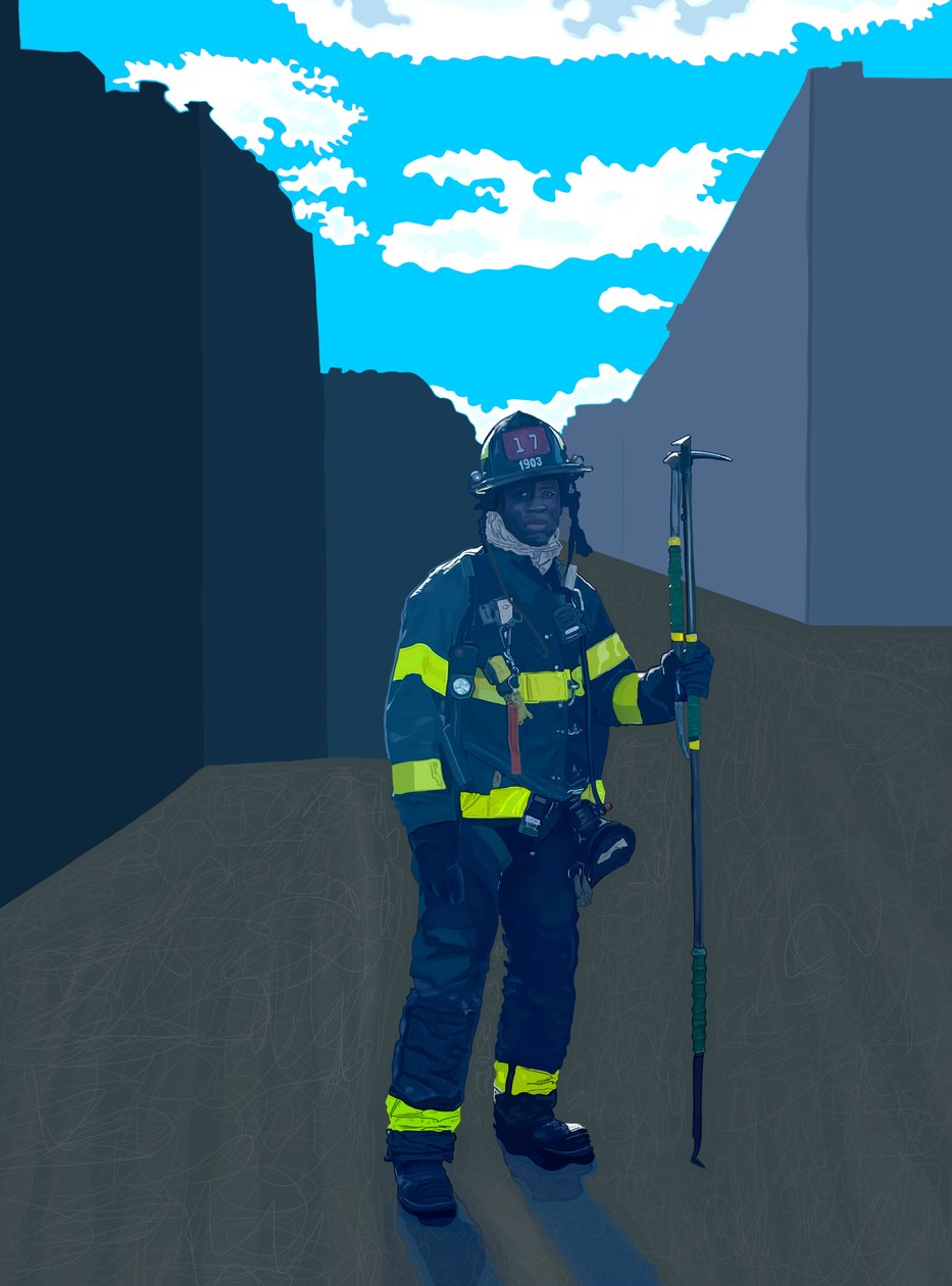 Klippet brandmand, Bronx, New York (digital kunst) af Evan Sklar