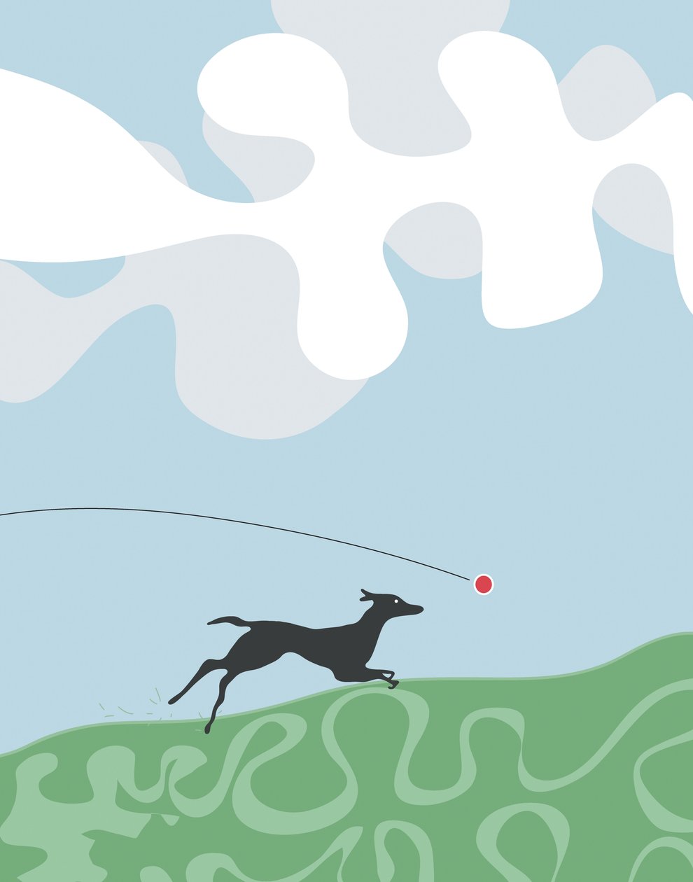 Dog Chasing a Ball, 2015 (håndtegnet på en iPad med en Apple-blyant) af Evan Sklar