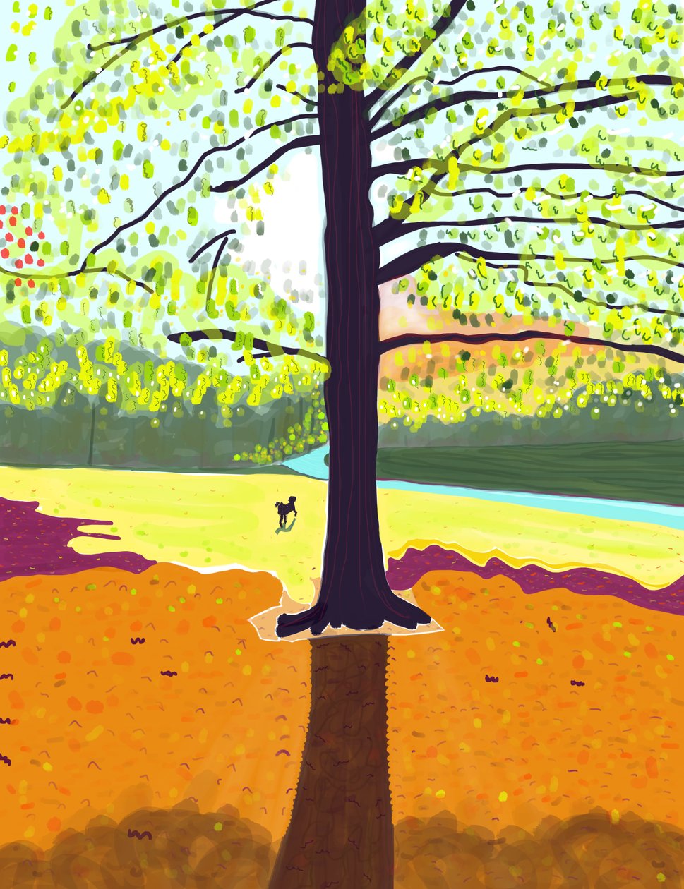 Hund, tidlig morgen, efterår, Prospekt Park (digital kunst) af Evan Sklar