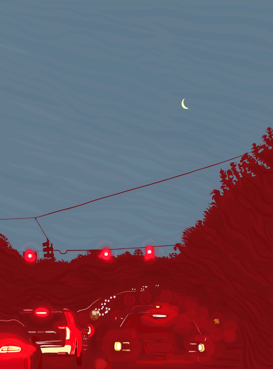 Driving South, Six Fifty Five A.M., ca. 2020-24 (digital kunst) af Evan Sklar