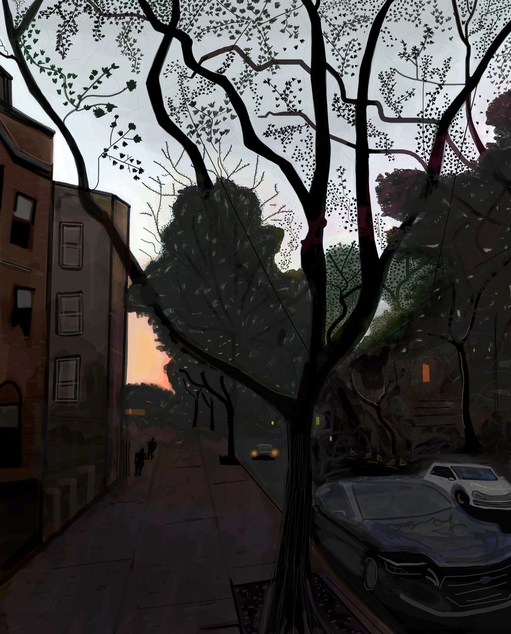 Fifth Street, Brooklyn, august 2016 (håndtegnet på en iPad med en Apple-blyant) af Evan Sklar