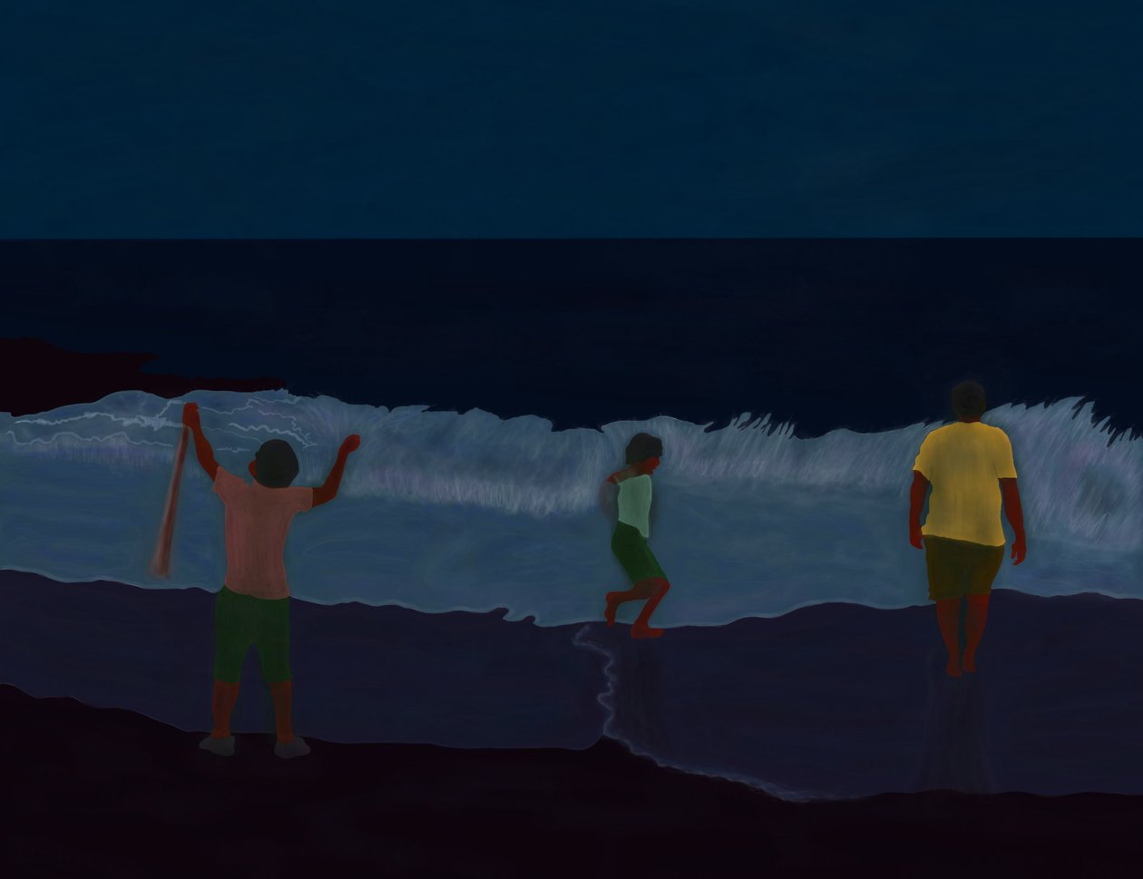 Final fire Island Beach At Night (digital kunst) af Evan Sklar