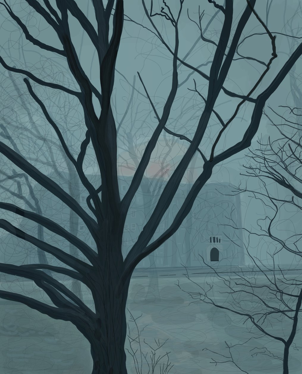 Fog Prospekt park, Brooklyn (digital kunst) af Evan Sklar