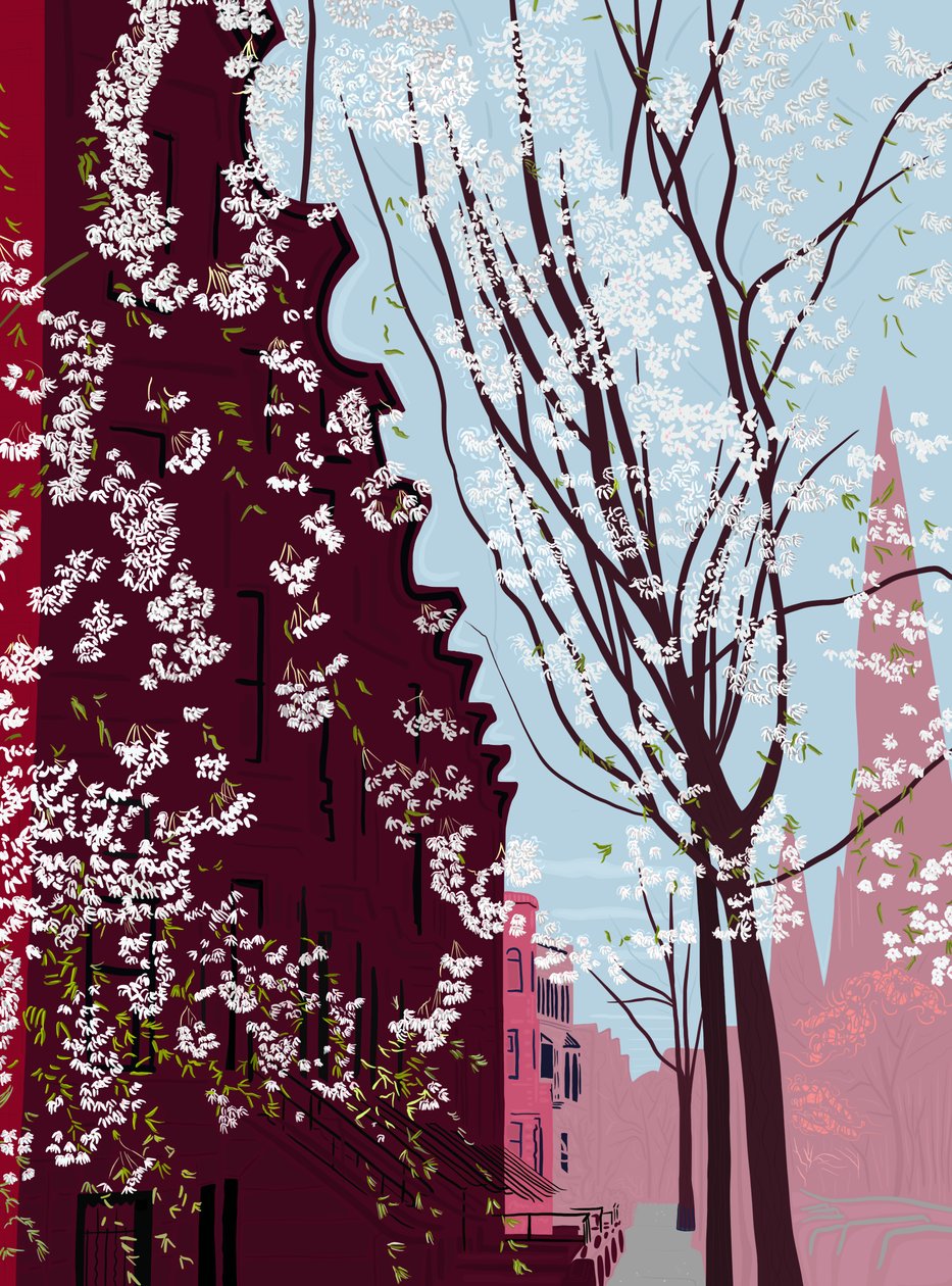 Garfield Place, Spring, Brooklyn, ca. 2020-24 (digital kunst) af Evan Sklar