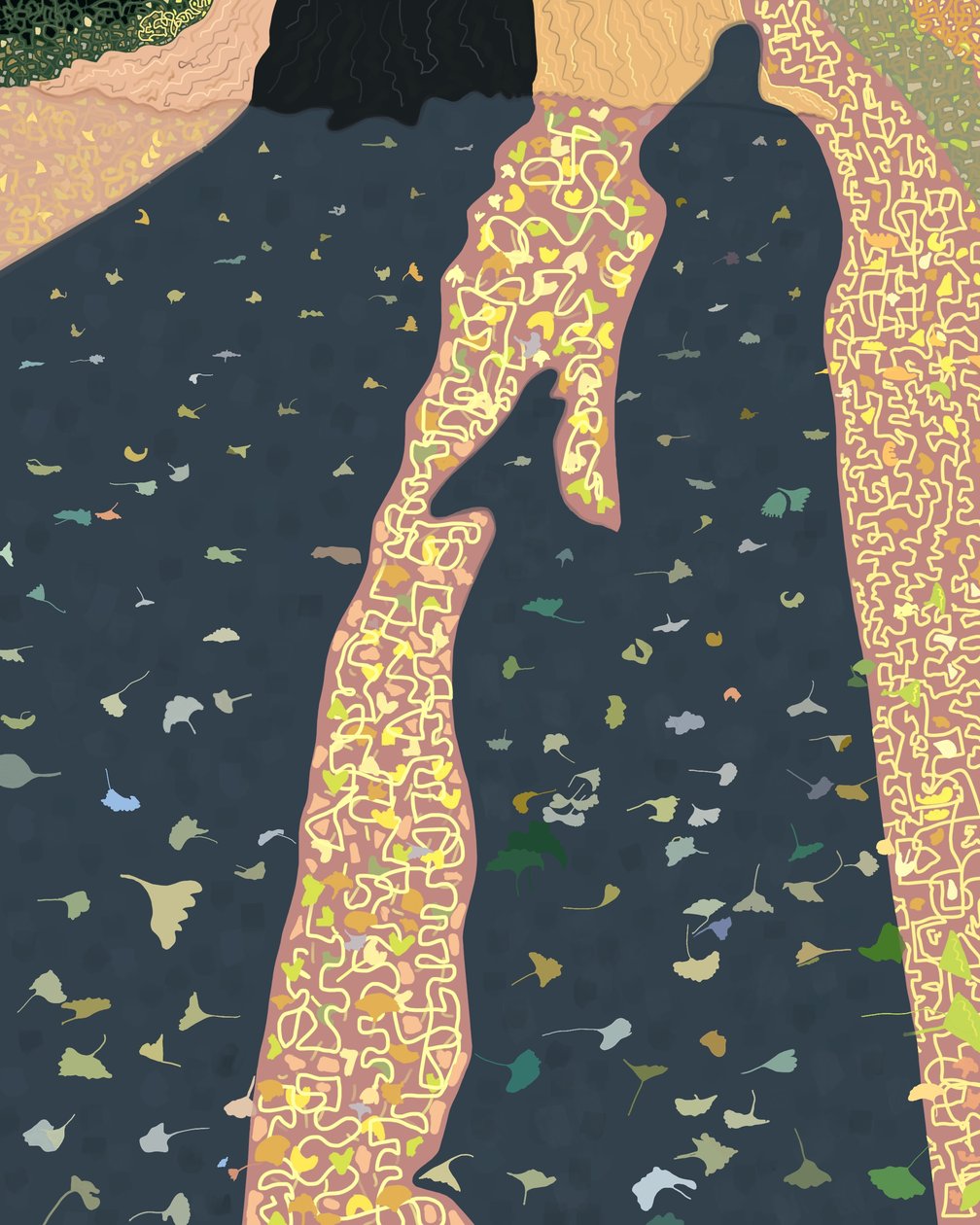 Ginko-blade og skygger, Brooklyn (digital kunst) af Evan Sklar
