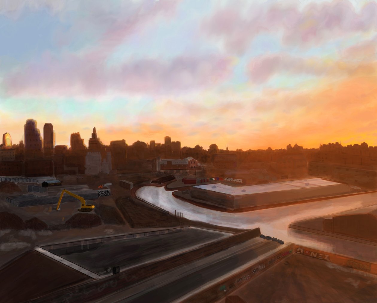 Gowanus Canal , Brooklyn (digital kunst) af Evan Sklar