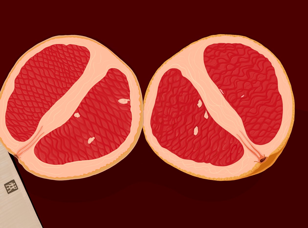 Grapefrugt skåret i halve (digital kunst) af Evan Sklar