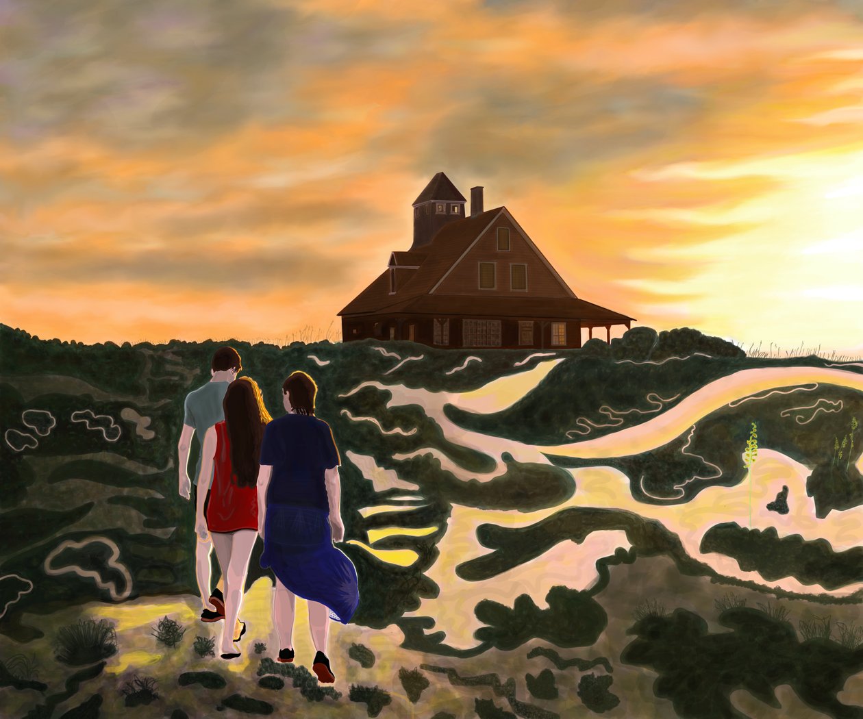 På vej hjem til aftensmad, North Swan Beach (digital kunst) af Evan Sklar
