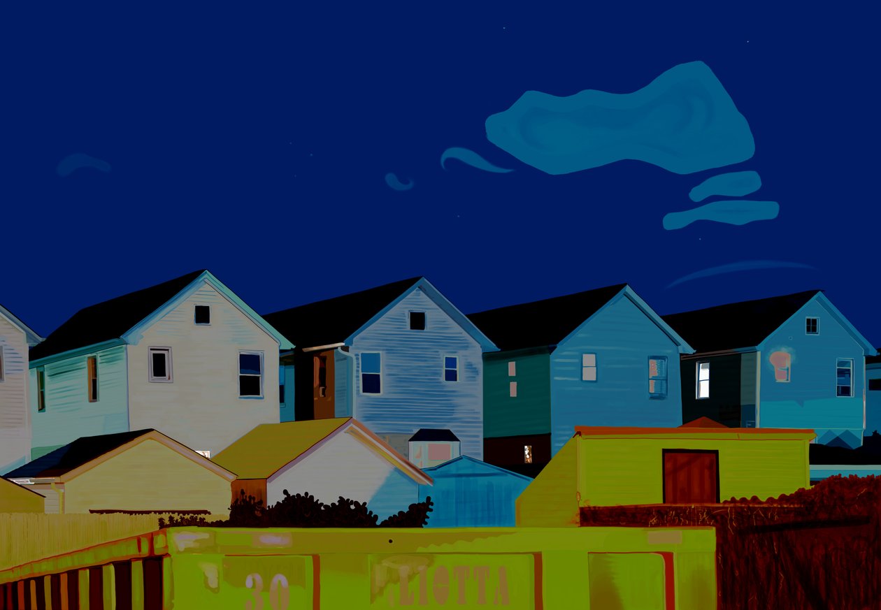 Houses In Queens (digital kunst) af Evan Sklar