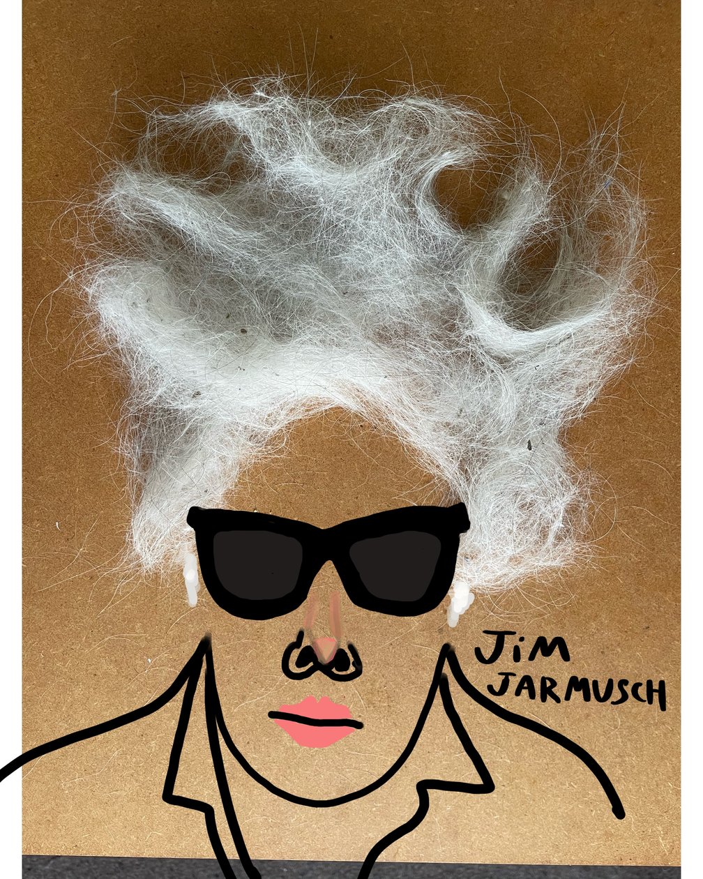 Jim Jarmusch (collage-tegning) af Evan Sklar