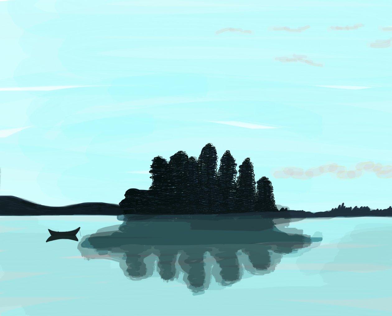 Lake In Maine, 2015 (håndtegnet på en iPad med en Apple-blyant) af Evan Sklar