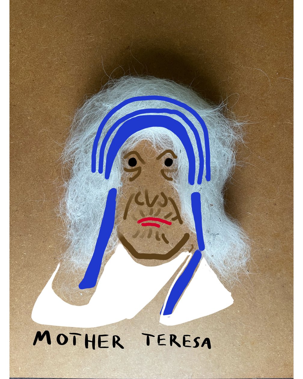 Moder Teresa (collage-tegning) af Evan Sklar