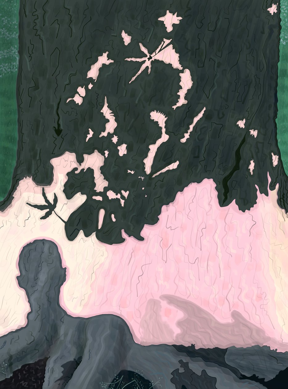 My Shadow On Tree, Brooklyn (digital kunst) af Evan Sklar