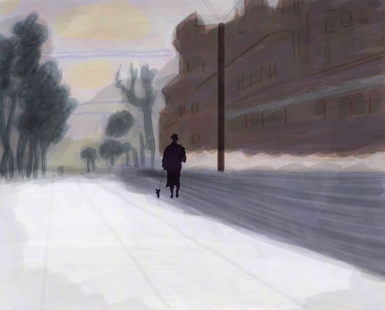 Prospect Park, vest efter sne (digital kunst) af Evan Sklar