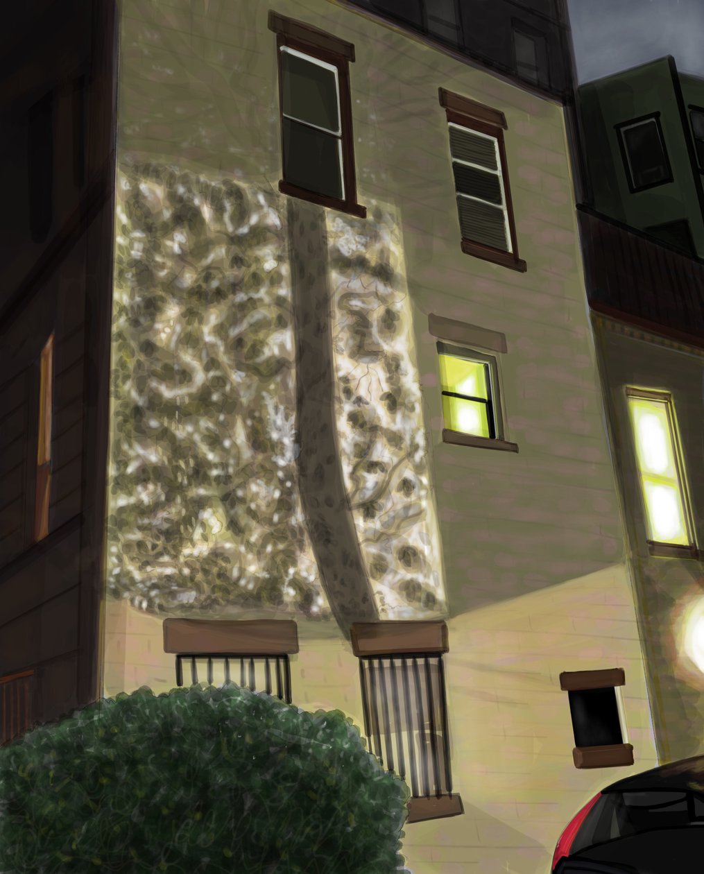 Prospect Park West and Seventh Street, 2017 (håndtegnet på en iPad med en Apple-blyant) af Evan Sklar
