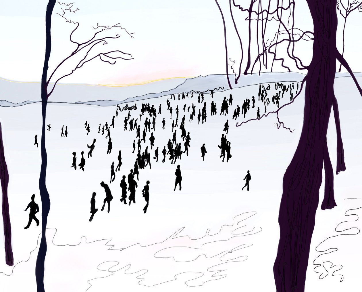 Prospect Park, vinter (digital kunst) af Evan Sklar