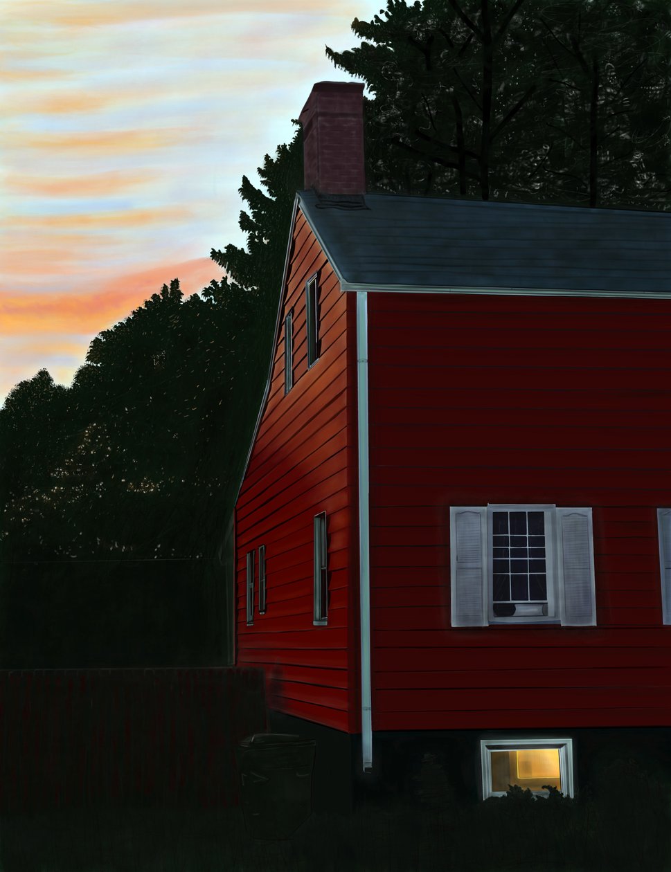 Det røde hus i Beaccon, NY, Dawn (digital kunst) af Evan Sklar