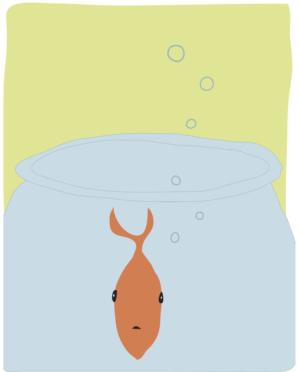 Single Goldfish In Bowl, 2015 (håndtegnet på en iPad med en Apple-blyant) af Evan Sklar